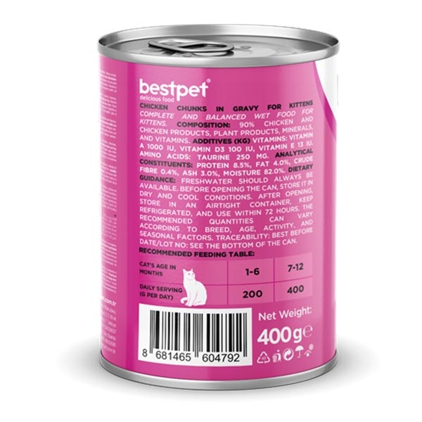 BestPet Tavuklu Yavru Kedi Yaş Maması 400 g - 3