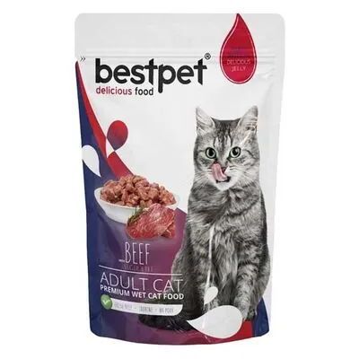 Bestpet Biftekli Jelly Kedi Yaş Maması 85 GR - 1