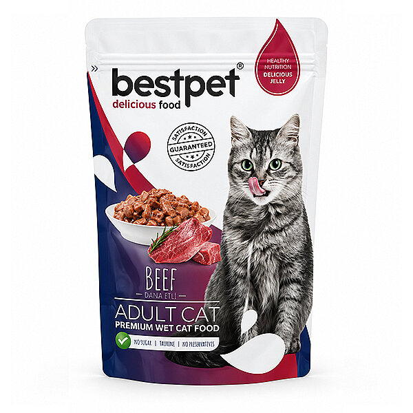 BestPet Sığır Etli Jöleli Yetişkin Kedi Yaş Maması 85 g - 1