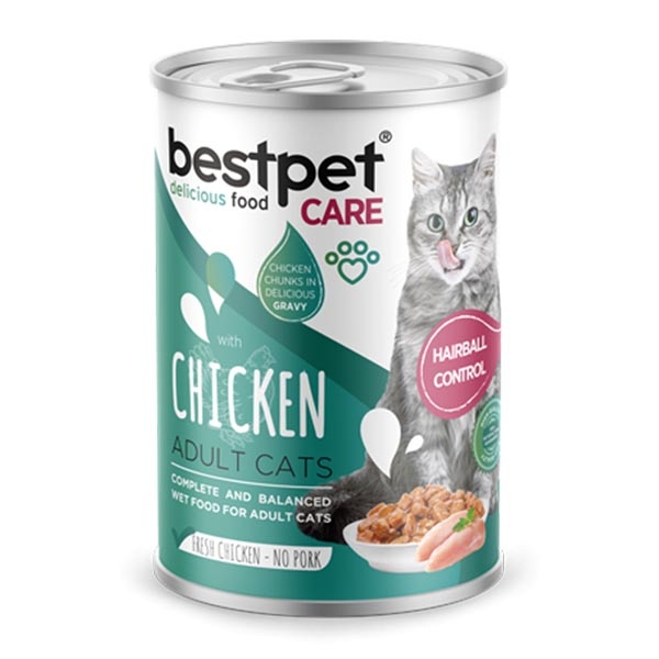 BestPet Tavuklu Tüy Yumağı Kontrolüne Yardımcı Yetişkin Kedi Yaş Maması 400 g - 1