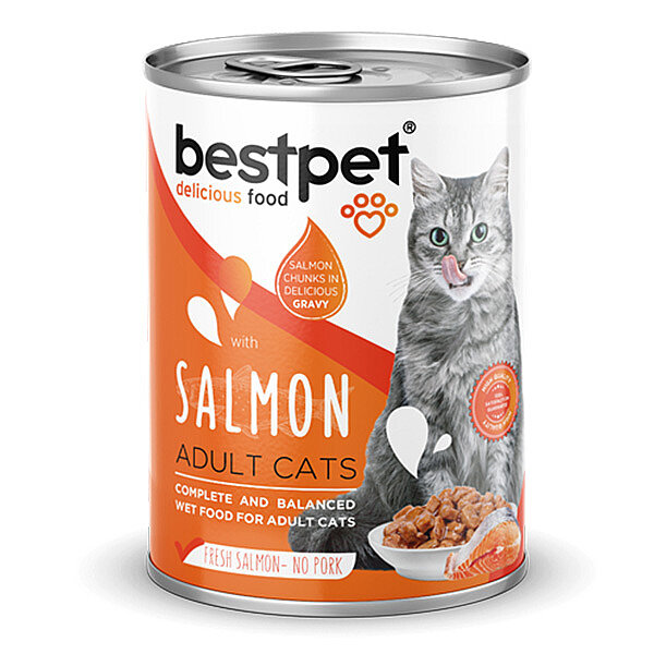 BestPet Somonlu Kısırlaştırılmış Yetişkin Kedi Yaş Maması 400 g - 1