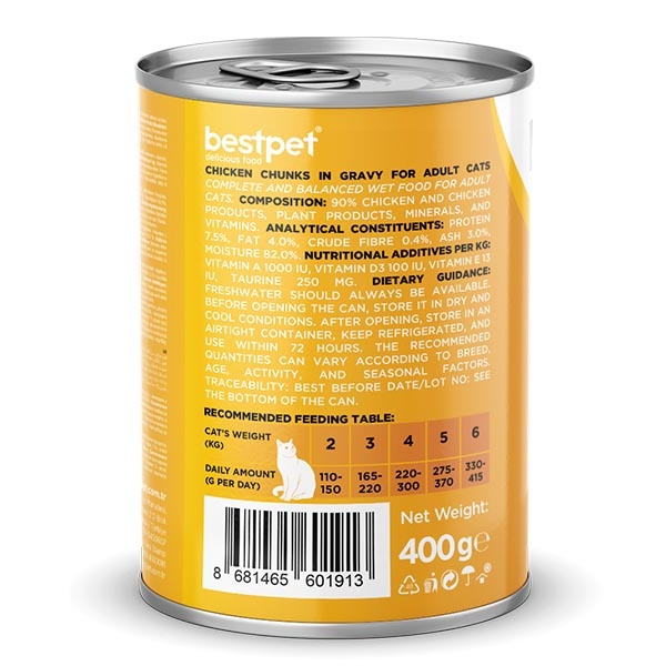BestPet Tavuklu Yetişkin Kedi Yaş Maması 400 g - 2