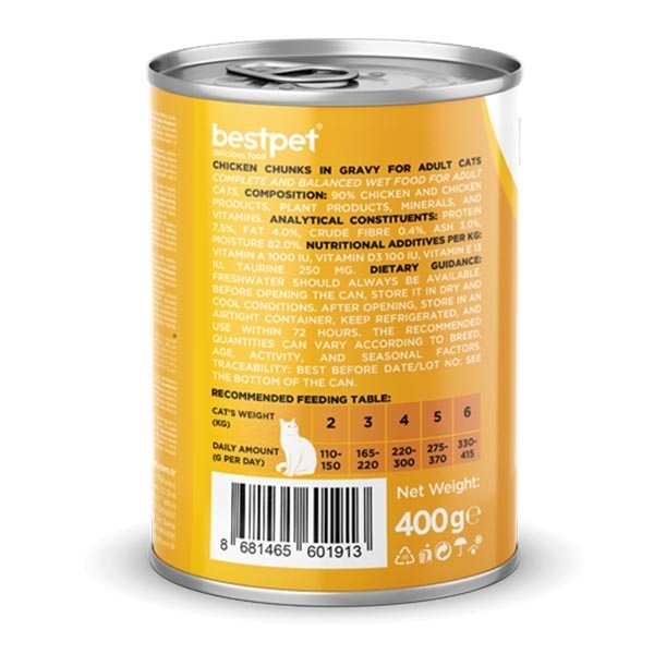 BestPet Tavuklu Yetişkin Kedi Yaş Maması 400 g - 4