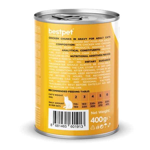 BestPet Tavuklu Yetişkin Kedi Yaş Maması 400 g - 4