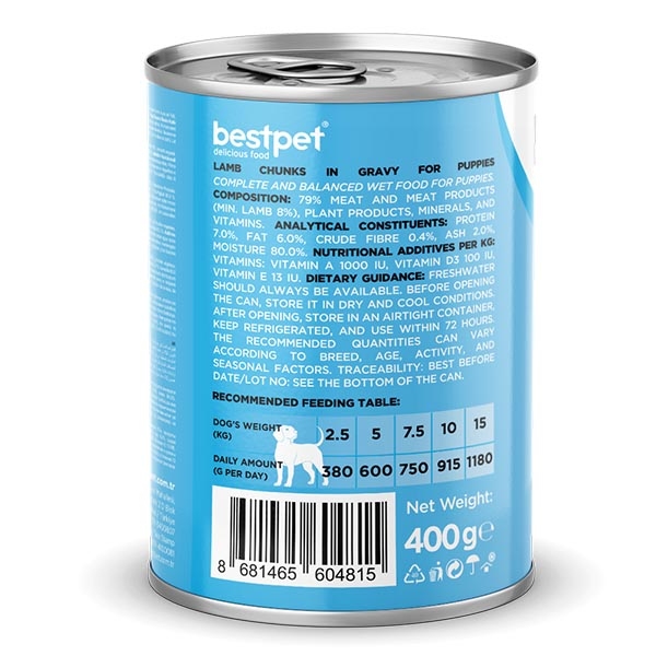 BestPet Kuzu Etli Yavru Köpek Yaş Maması 400 g