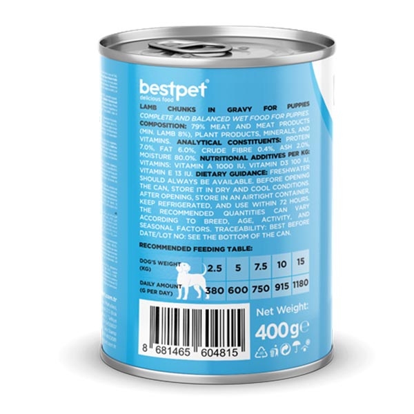 BestPet Kuzu Etli Yavru Köpek Yaş Maması 400 g - 3