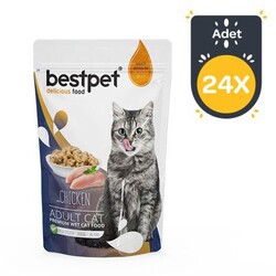 Bestpet Tavuklu Jelly Kedi Yaş Maması 85 GR x 24 Adet