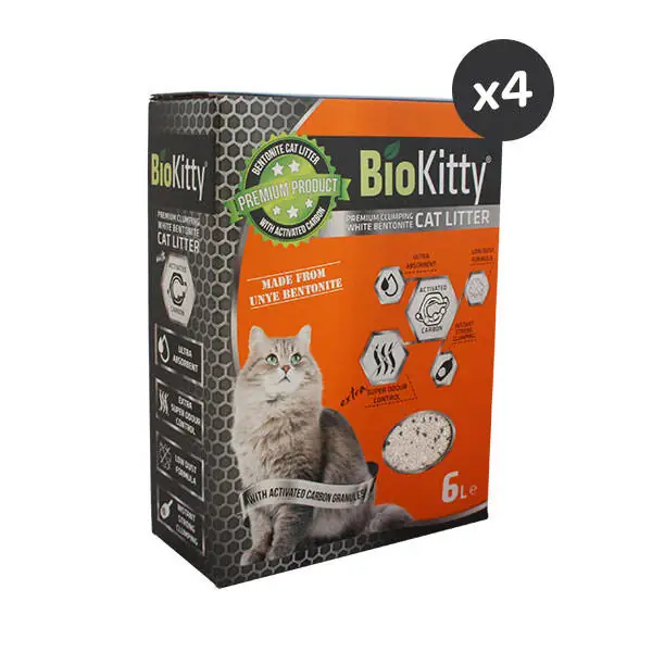 Biokitty Aktif Karbonlu İnce Taneli Kedi Kumu 6 LT x 4 Adet - 1