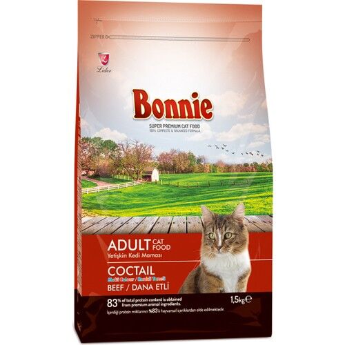 ​Bonnie Renkli Taneli Biftekli Kedi Maması 1,5 Kg - 1