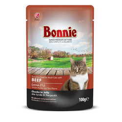 Bonnie Pouch Jelly Dana Etli Kedi Yaş Maması 85 GR