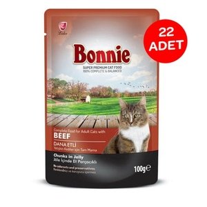 Bonnie Pouch Jelly Dana Etli Kedi Konservesi 85 GR X 22 Adet