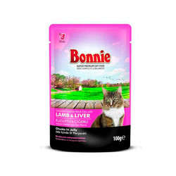 Bonnie Pouch Jelly Kuzu Etli ve Ciğerli Kedi Yaş Maması 85 GR