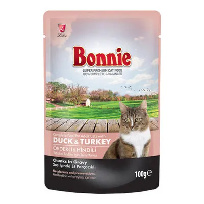 Bonnie Pouch Jelly Ördek ve Hindili Kedi Konservesi 85 GR - 1