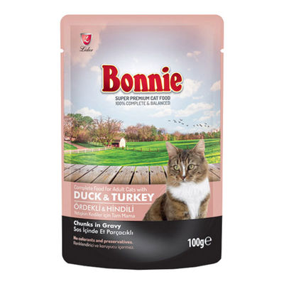 Bonnie Pouch Jelly Ördek ve Hindili Kedi Yaş Maması 85 GR - 1