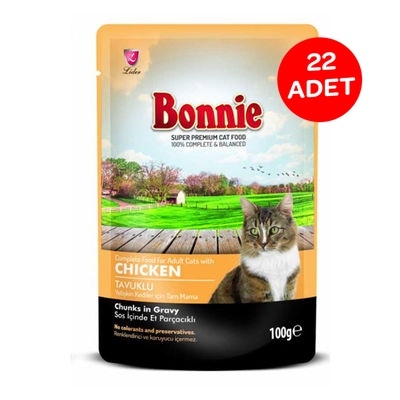 Bonnie Pouch Jelly Tavuklu Kedi Yaş Maması 85 GR X 22 Adet - 1