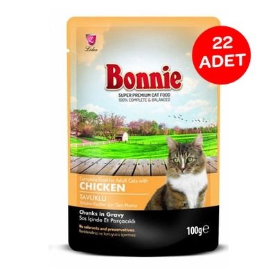 Bonnie Pouch Jelly Tavuklu Kedi Konservesi 85 GR X 22 Adet - 1