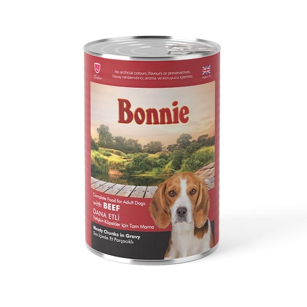 Bonnie Sos içinde Et Parçacıklı Dana Etli Yetişkin Köpek Maması 400 gr - 1