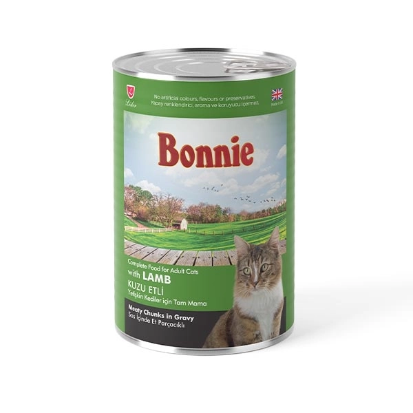 Bonnie Sos içinde Et Parçacıklı Kuzu Etli Yetişkin Kedi Maması 400 gr - 1