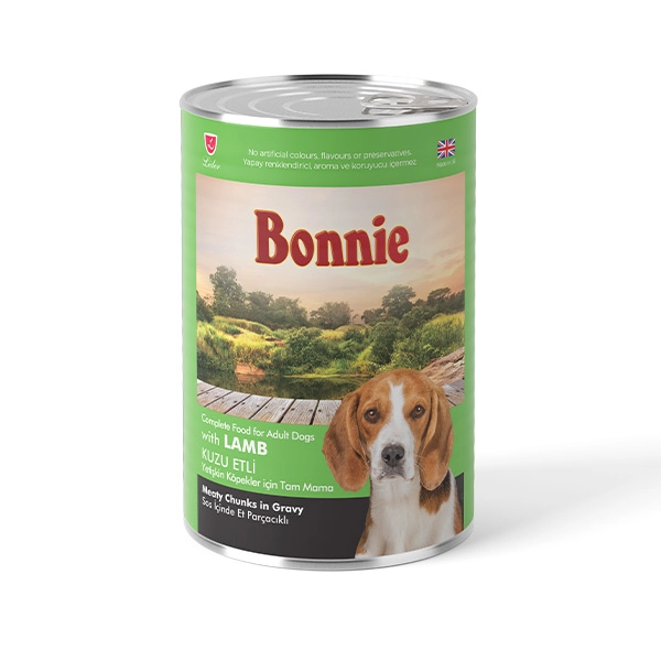 Bonnie Sos içinde Et Parçacıklı Kuzu Etli Yetişkin Köpek Maması 400 gr - 1