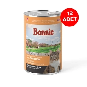 Bonnie Sos içinde Et Parçacıklı Tavuklu Yetişkin Kedi Maması 400 gr X 12 Adet