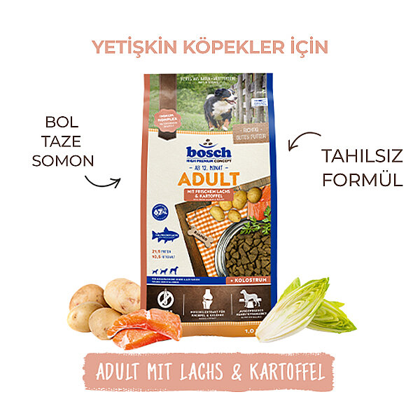 Bosch Glutensiz Somon Balıklı ve Patatesli Köpek Maması 3 KG - 3