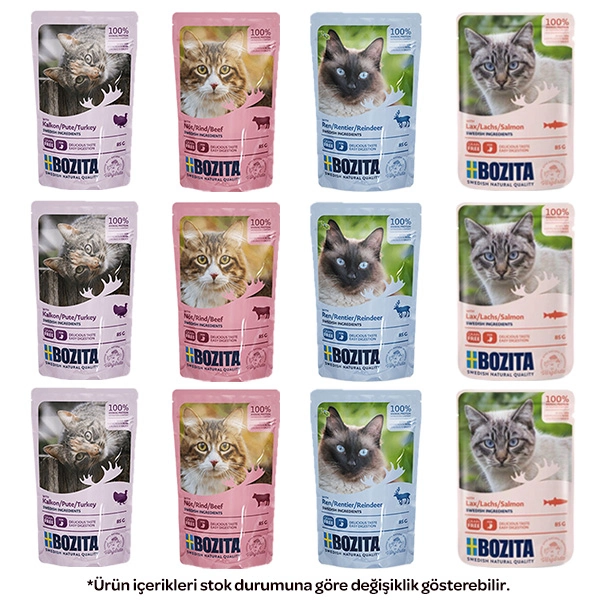 Bozita 4 Çeşit Karışık Yaş Kedi Maması 85 gr x 12 Adet - 1