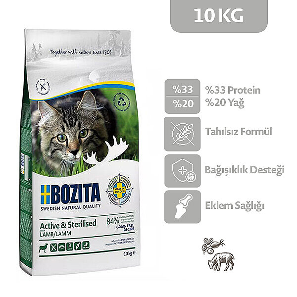 Bozita Active Tahılsız Kuzu Etli Kısırlaştırılmış Kedi Maması 10 kg - 1