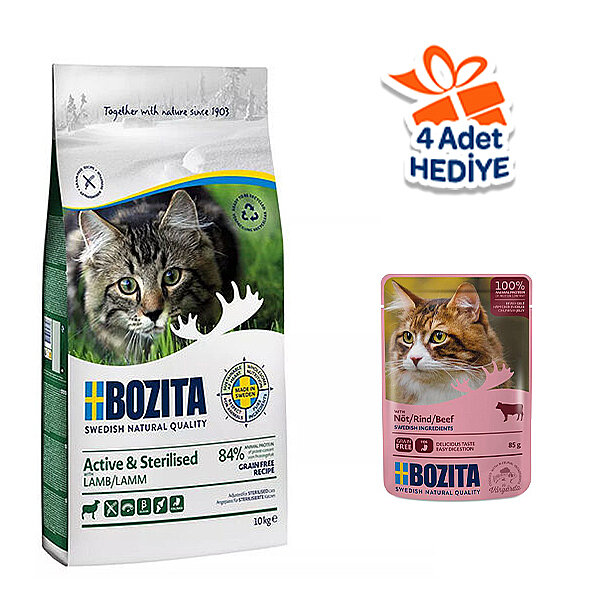 Bozita Active Tahılsız Kuzu Etli Kısırlaştırılmış Kedi Maması 10 kg - 1
