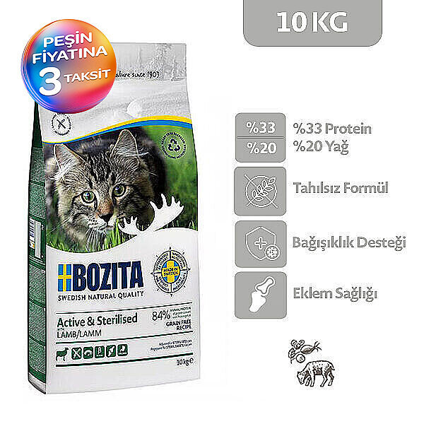 Bozita Active Tahılsız Kuzu Etli Kısırlaştırılmış Kedi Maması 10 kg