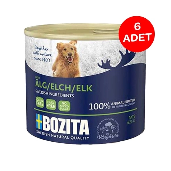 Bozita ELK Geyik Etli Yaş Köpek Maması 625 gr x 6 adet - 1