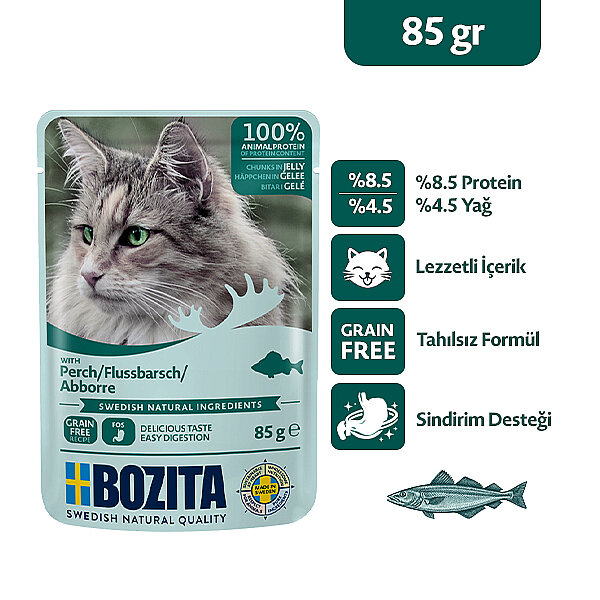 Bozita Levrek Etli Tahılsız Jöle İçinde Parça Etli Yaş Kedi Maması 85 g - 1