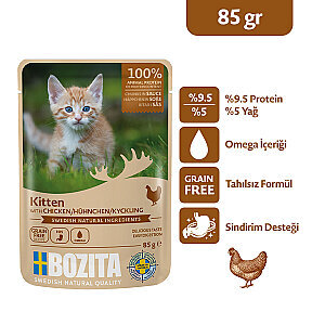 Bozita Tavuk Etli Tahılsız Sos İçinde Parça Etli Yaş Yavru Kedi Maması 85 g