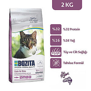 Bozita Hair Skin Tüy Sağlığı Destekleyici Tahılsız Somonlu Kedi Maması 2 Kg