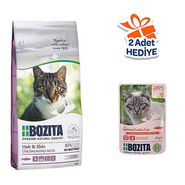 Bozita Hair Skin Tüy Sağlığı Destekleyici Tahılsız Somonlu Kedi Maması 2 Kg - 1