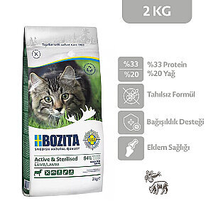 Bozita Active Tahılsız Kuzu Etli Kısırlaştırılmış Kedi Maması 2 KG