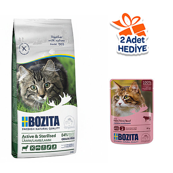 Bozita Active Tahılsız Kuzu Etli Kısırlaştırılmış Kedi Maması 2 KG - 1
