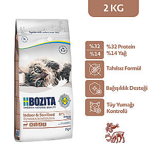 Bozita İndoor  Sterilised Kısırlaştırılmış Tahılsız Geyik Etli Kedi Maması 2 Kg - 1