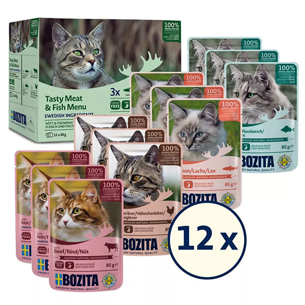 Bozita Jöle İçinde Balık ve Etli Kedi Konservesi Multibox 12x85 gr - 1