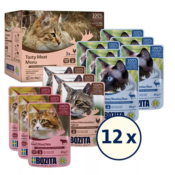 Bozita Jöle İçinde Etli Kedi Konservesi Multibox 12x85 gr - 1