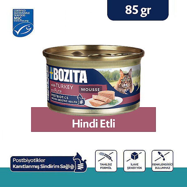 Bozita Hindi Etli Mousse Yaş Kedi Maması 85 g - 1