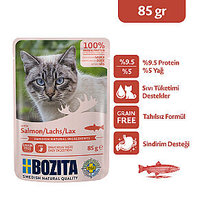 Bozita Somon Etli Tahılsız Jöle İçinde Parça Etli Yaş Kedi Maması 85 g