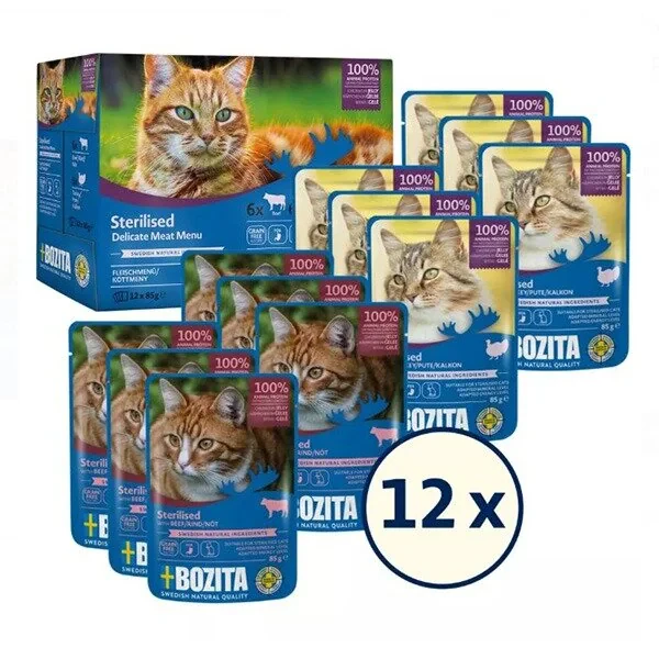 Bozita Kısırlaştırılmış Jöle İçinde Yaş Kedi Maması Multibox 12x85 gr - 2