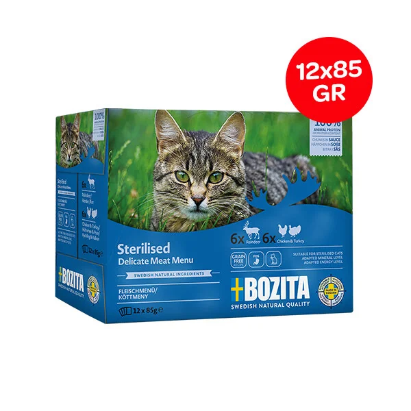 Bozita Kısırlaştırılmış Sos İçinde Yaş Kedi Maması Multibox 12x85 gr - 1