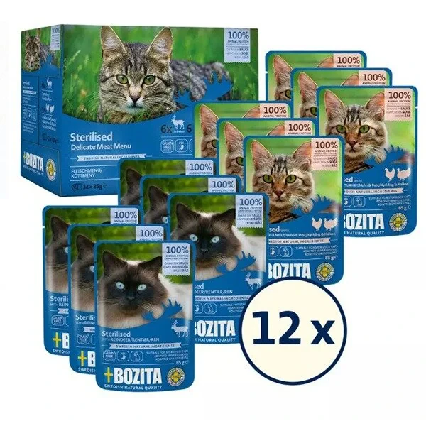 Bozita Kısırlaştırılmış Sos İçinde Yaş Kedi Maması Multibox 12x85 gr - 2