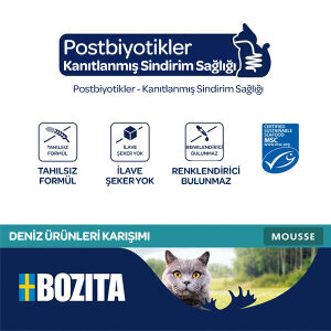 Bozita Okyanus Karışımı Ton Balıklı, Somonlu ve Mezgitli Tahılsız Kedi Konservesi 12x85 gr - 3