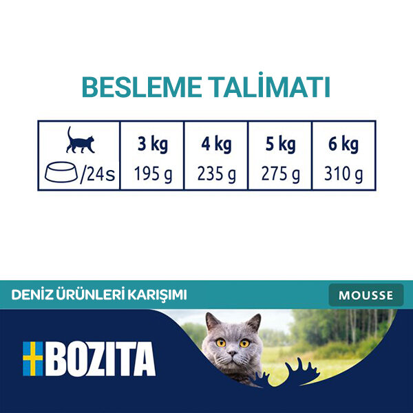 Bozita Okyanus Karışımı Ton Balıklı, Somonlu ve Mezgitli Tahılsız Kedi Konservesi 12x85 gr - 4