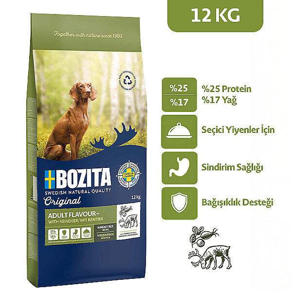 Bozita Original Adult Flavour Plus Geyik Etli Köpek Maması 12 KG - 1