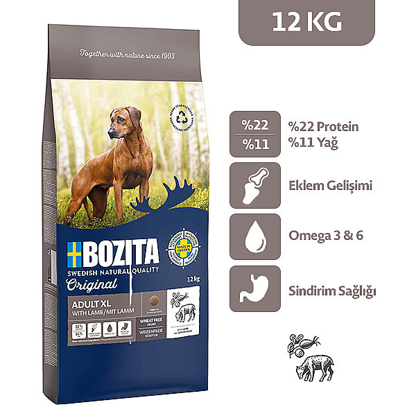Bozita Original Adult XL Tahılsız Kuzu Etli Köpek Maması 12 kg - 1