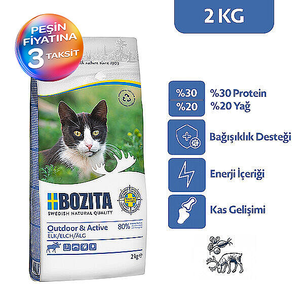Bozita Outdoor Active Geyik Etli Kedi Maması 2 Kg - 1
