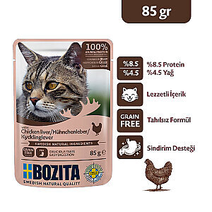 Bozita Tavuk Ciğerli Tahılsız Jöle İçinde Parça Etli Yaş Kedi Maması 85 g
